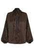 Simonetta Satin Silk Shirt / Black & Ivory Seeds