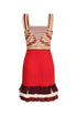 Micaela Linen Mini Dress / Red Stripes & Handmade Wine Tassels