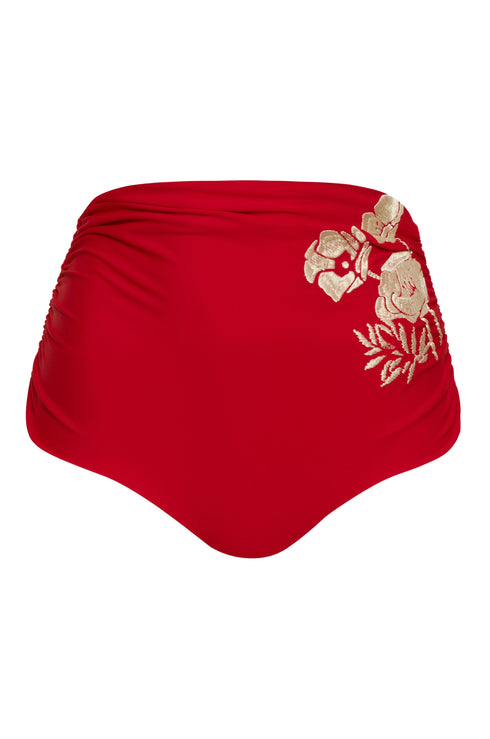 Victoria Embroidered Bottom / Red - Fuchsia