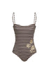 Las Balsas Embroidered One Piece / Black & White Stripes