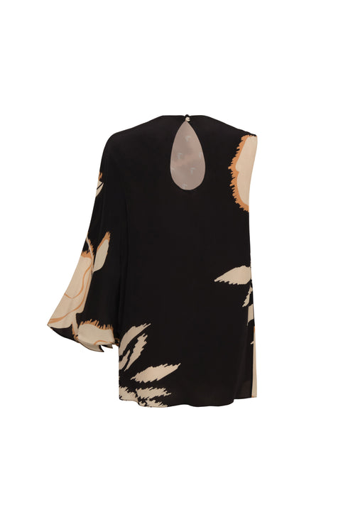 Gonzalez Crepe Chine Blouse / Black - Beige Gladiolos