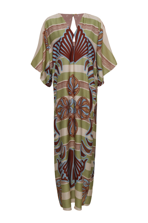 Andina Cotton Silk Tunic / Sage Ornament Stripes