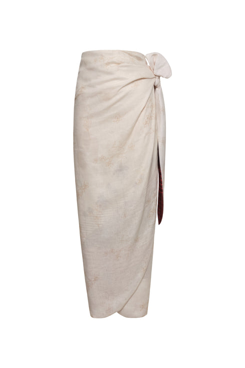 Mapara Linen Skirt / Red Tropical Landscape