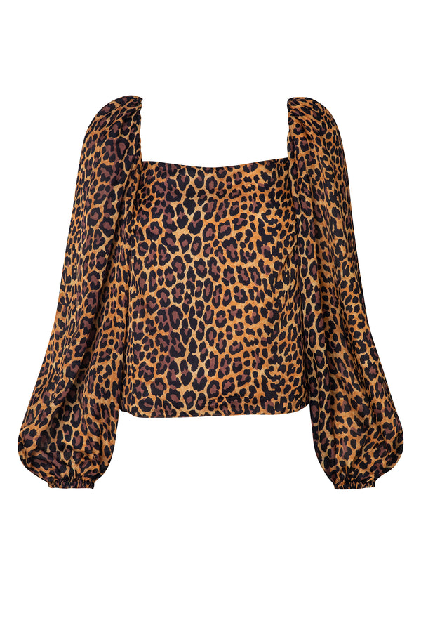 Celia Cotton Silk Blouse / Jaguar Print