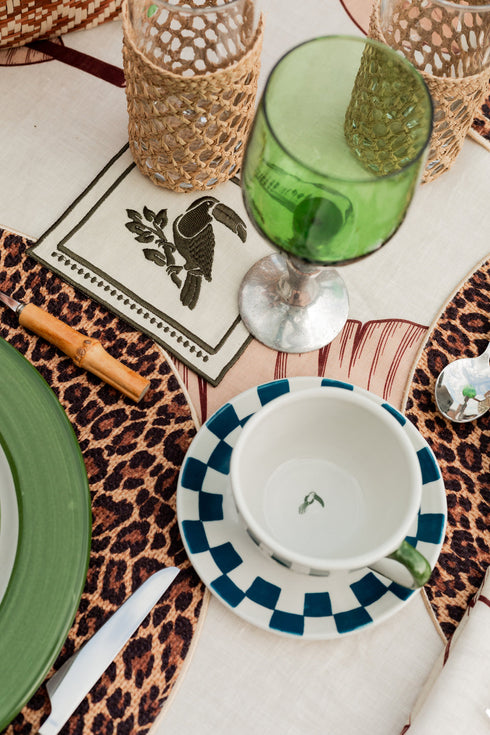 Tucan Linen Cocktail Napkin Set of 4 / Green