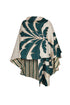 Cavalo Linen Poncho / Aquamarine Palms - Green Stripes