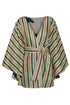 Cavalo Linen Poncho / Aquamarine Palms - Green Stripes