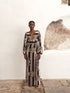 Hojarasca Cotton Silk Maxi Dress / Navy Ornament Stripes