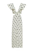 Quetzal Martellato Silk Midi Dress / Ivory - Black Polka Palms