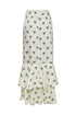 Sevilla Martellato Silk Skirt / Ivory - Black Polka Palms