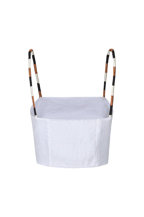 Guainia Linen Top / White Embroidered