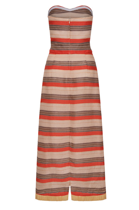 Gigi Linen Midi Dress / Orange Stripes