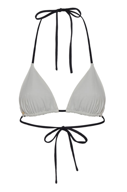 Gorgona Embroidered Top / Black - Ivory Polka Palms