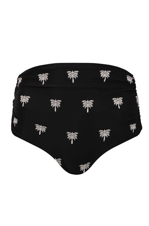 Victoria Embroidered Bottom / Black - Ivory Polka Palms