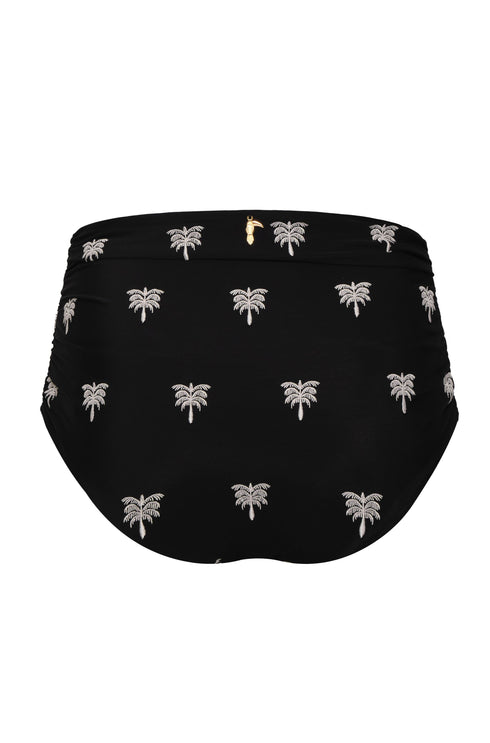 Victoria Embroidered Bottom / Black - Ivory Polka Palms