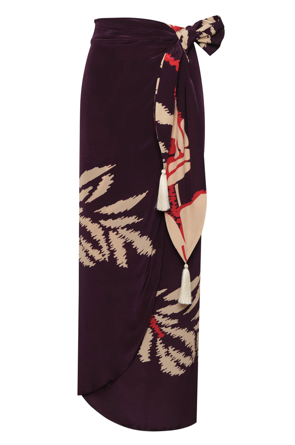 Mapara Crepe Wrap Skirt / Purple Gladiolos