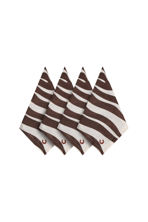 Zebra Embroidered Linen Napkins / Set of 4
