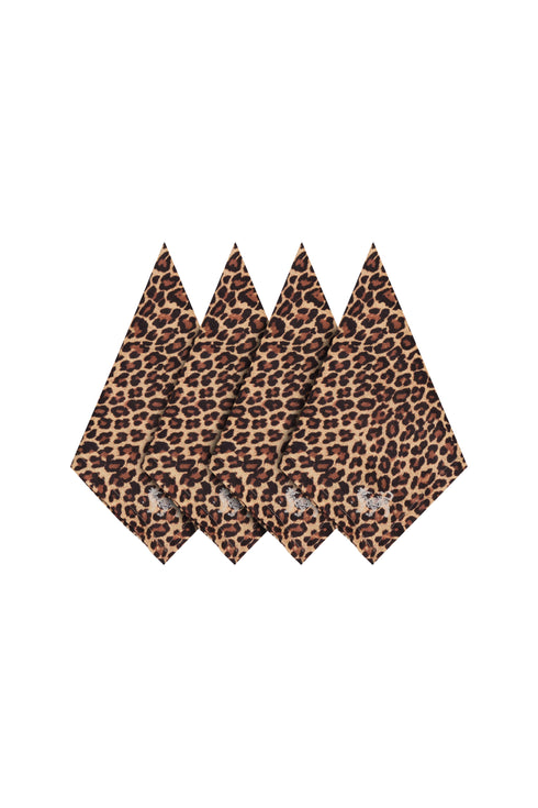 Jaguar Embroidered Linen Napkins / Set of 4