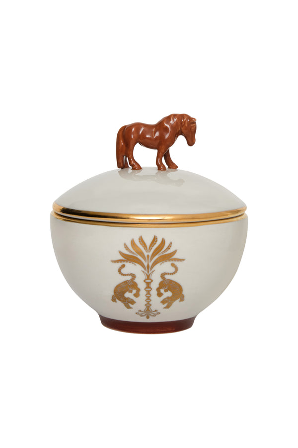 Horse Bowl / Chocolate & Gold