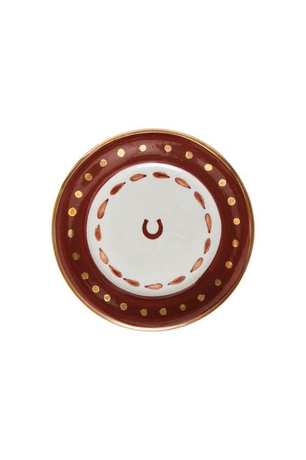 Horseshoe Salad Plate / Chocolate & Gold