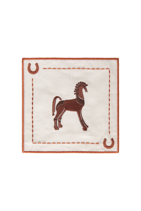 Solana Horse Cocktail Napkins / Brown & Orange - Set of 4