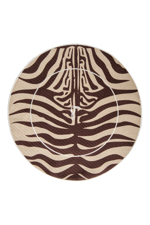 Zebra Embroidered Placemats Set of 4 / Brown