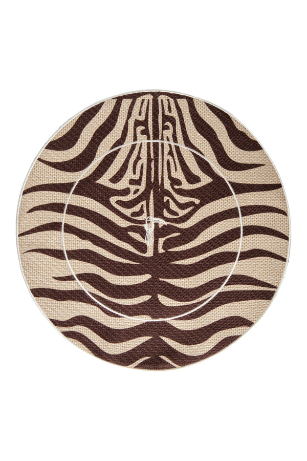 Zebra Embroidered Placemats Set of 4 / Brown