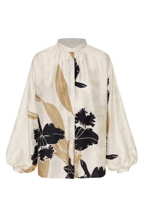 Don Simon Jacquard Silk Shirt/ Black Orchids