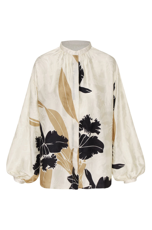 Don Simon Jacquard Silk Shirt/ Black Orchids