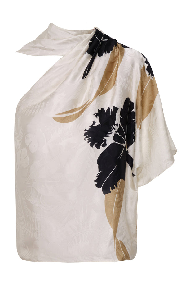 Chiminango Silk Jacquard Blouse / Black Orchids