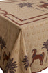 Solana Horses Linen Tablecloth / Sand & Chocolate