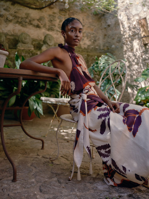 Magdalena Crepe Chine Blouse / Purple Gladiolos