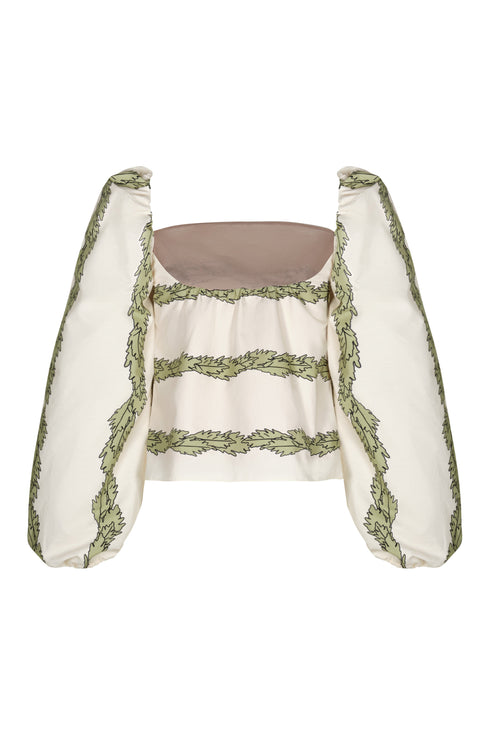 Celia Cotton Blouse / Ivory Striped Helechos