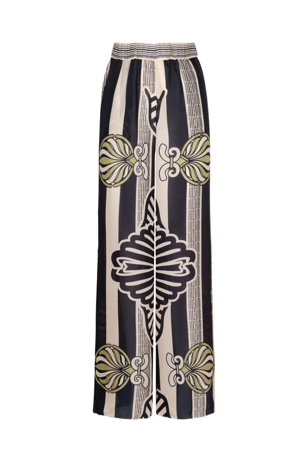 Joao Cotton Silk Pants / Navy Ornament Stripes