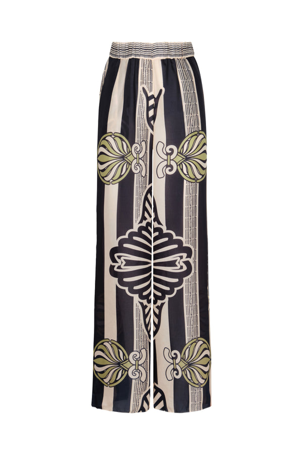 Joao Cotton Silk Pants / Navy Ornament Stripes