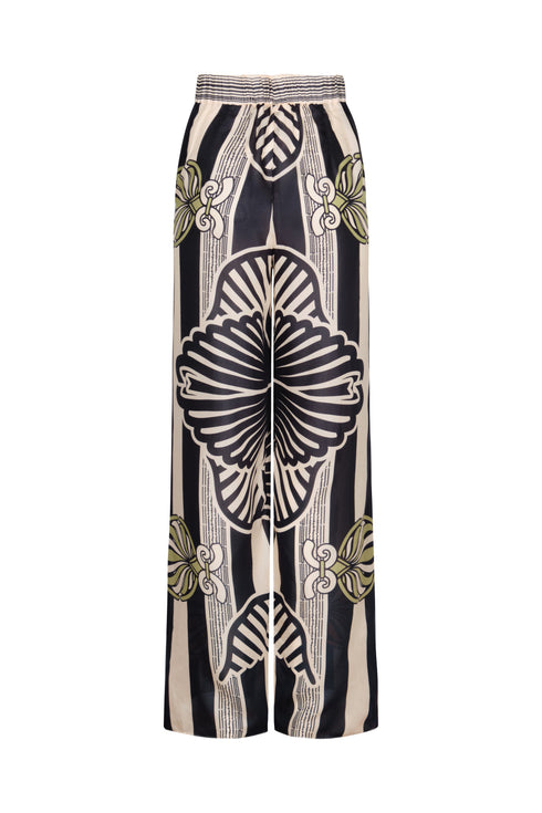 Joao Cotton Silk Pants / Navy Ornament Stripes