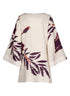 Nazare Linen Mini Tunic Dress / Ecru - Purple Gladiolos
