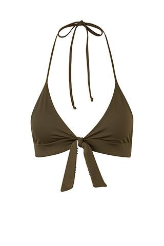 Ava Gardner Top / Khaki - Aqua Stripes