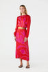 Amaime Silk Jacquard Midi Skirt / Red & Fuchsia Maxi Buganvilia