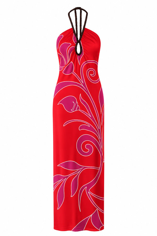 Amazonia Jersey Midi Dress / Fuchsia Buganvilias
