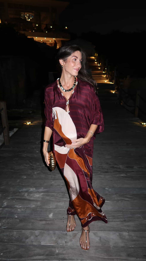 Andina Crepe Chine Tunic / Purple Horses