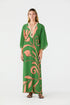 Andina Hand-Embroidered Crepe Tunic / Green Buganvilia
