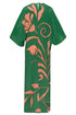 Andina Hand-Embroidered Crepe Tunic / Green Buganvilia