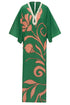 Andina Hand-Embroidered Crepe Tunic / Green Buganvilia