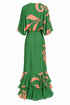 Angelica Crepe Maxi Dress / Green Buganvilia