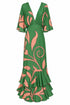 Angelica Crepe Maxi Dress / Green Buganvilia