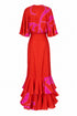Angelica Crepe Maxi Dress / Red & Fuchsia Maxi Buganvilia