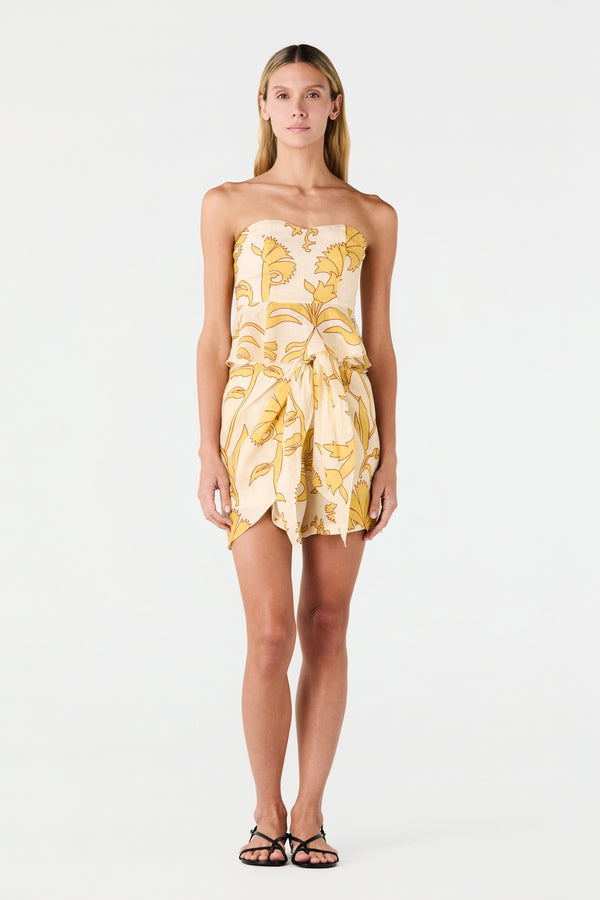 Bamboleiro Linen Short / Yellow Flowers