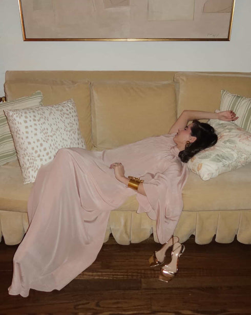 Boho Crepe Chine Maxi Dress / Dust Pink