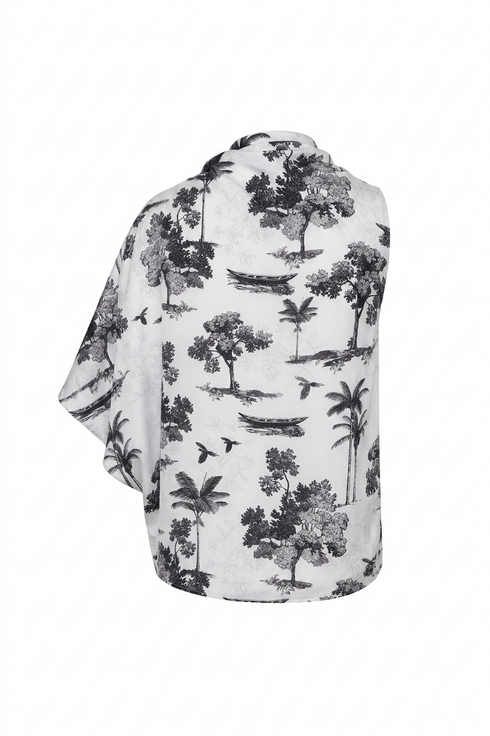 Chiminango Crepe Chine Blouse / Ivory Trees